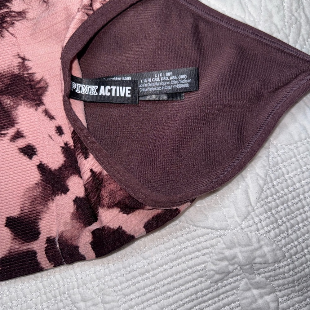 💚PINK Tie-Dye Sports Bra - Pink and Maroon - Picture 3 of 4